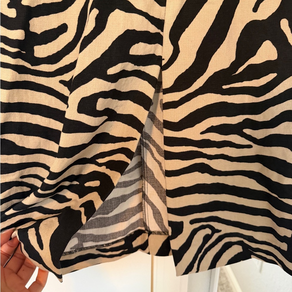Light Beige/Zebra Print Midi Skirt - Picture 4 of 6